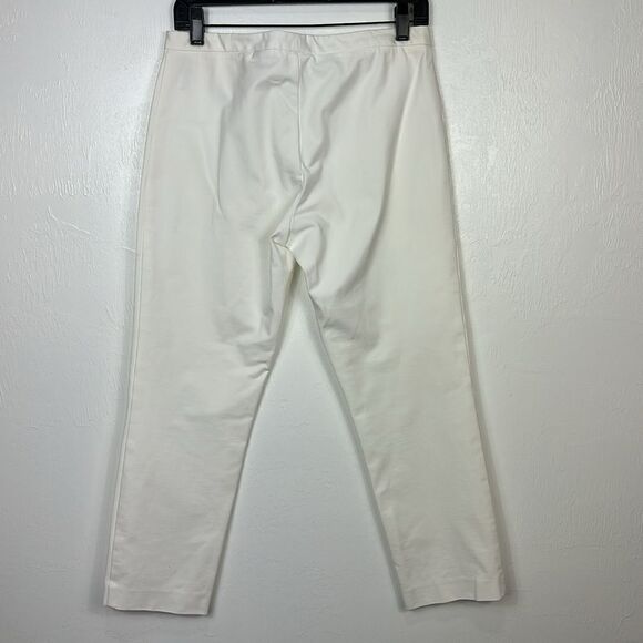 Theory White Cotton Blend Mid Rise Tapered Leg Pants Size 6 - Picture 2 of 9